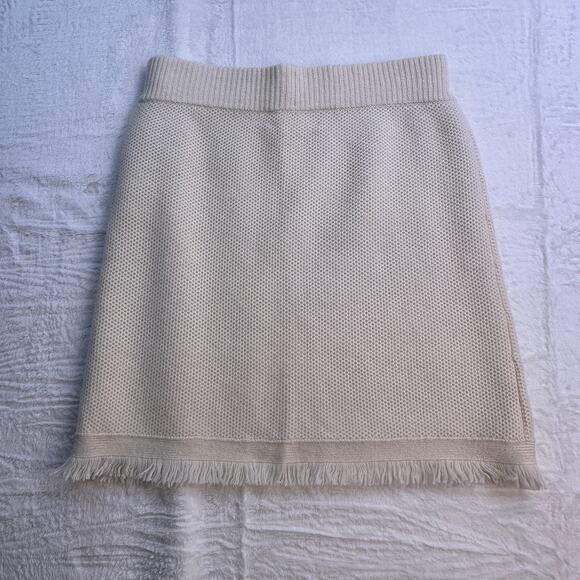 Lisa Yang Adela Skirt 100% Cashmere Cream Size 0 Extra Small XS Mini Fringe Trim - Picture 14 of 14